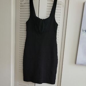 Black Bodycon Style Mini Dress Scoop Neck Sleeveless